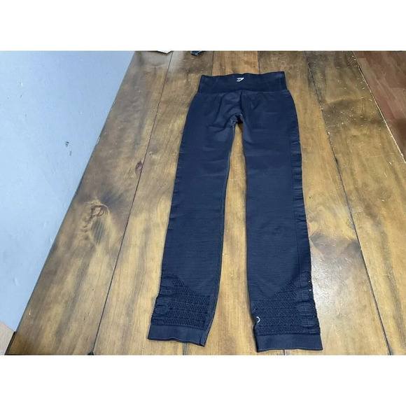 GYMSHARK Energy Seamless Leggings Womens Size Small Black High Rise - Picture 2 of 11